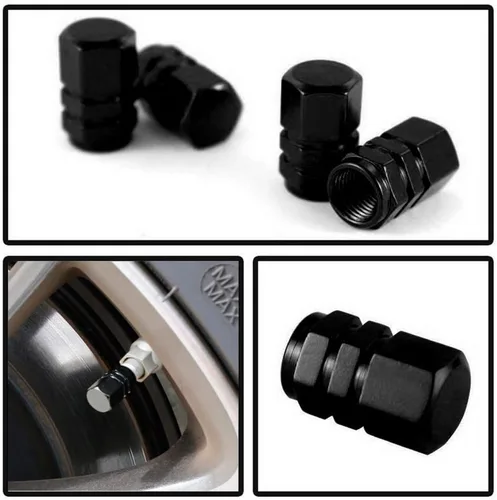 Vista 2 de Tapas para válvulas de neumático de aluminio estilo carrera tuner de iJDMTOY (4), Negro