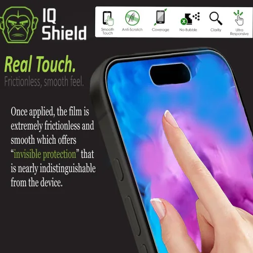 Vista 8 de IQShield Paquete de 2 protectores de pantalla para iPhone 15 Pro de 6.1 pulgadas, fácil de instalar, antiarañazos, película de TPU transparente