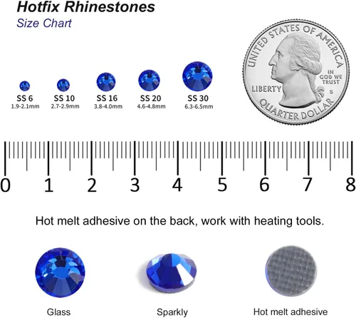 Vista 4 de 6000 diamantes de imitación termoadhesivos a granel, diamantes de imitación azules para ropa de manualidades, cristales termoadhesivos para Zafiro