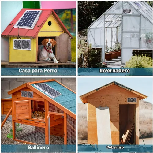 Vista 4 de SOLPERK Ventilador solar para invernadero, ventilador solar de 10 W para gallinero, ventilador de escape solar impermeable para cobertizo con cable