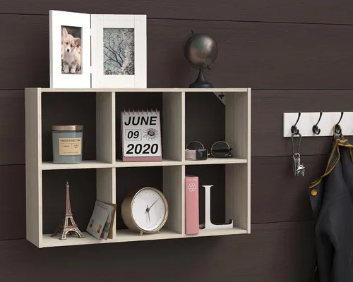 Vista 8 de ClosetMaid 5430 Mini organizador de escritorio o montaje en pared de 6 cubos, nogal blanqueado Nuez blanqueada