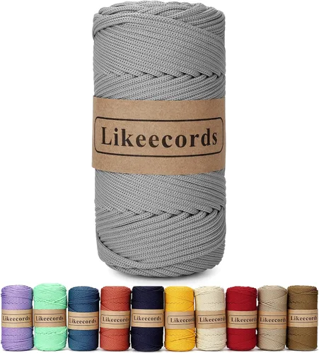 Vista 57 de Likeecords Cordón de macramé trenzado de poliéster de 0.157 in, 140 yardas, 426 pies, hilo elástico para bolsa de ganchillo para manualidades