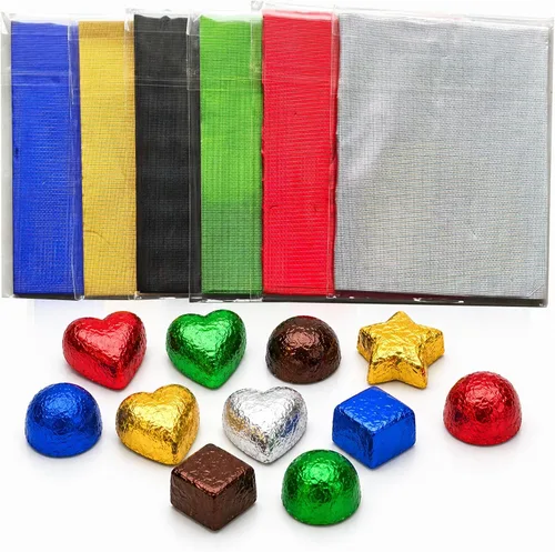Vista 6 de 600 unidades de papel de aluminio de papel de aluminio para dulces de chocolate, papel cuadrado para dulces, envoltorios de papel de lata