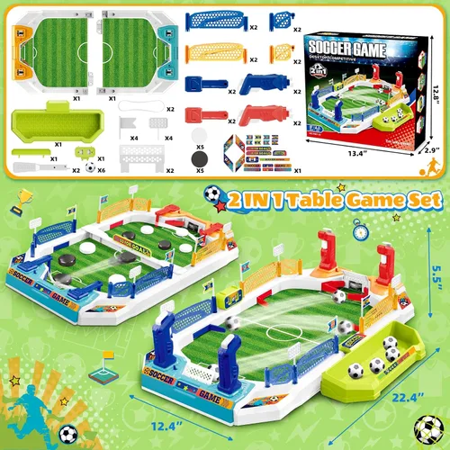 Vista 4 de SpringFlower Mini Mesa de Futbolín para Niños, Juego de Mesa de Fútbol, Regalos para Niños de 4 5 6 7 8-12 Años, Juguetes para Edades 4-6 5-7 8-12