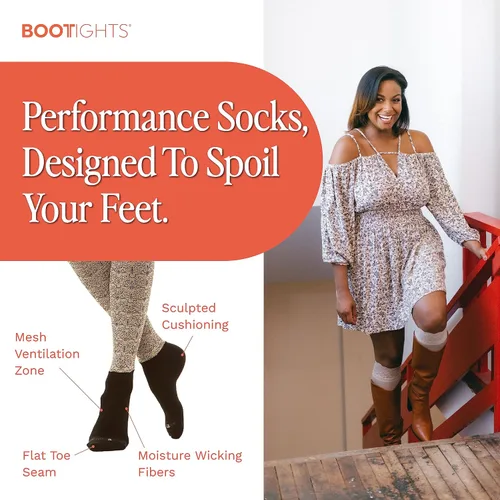 Vista 4 de Bootights Knee-Hi Performance Boot Socks with Spandex Compression - Cushioning - Moisture-Wicking - Mesh Zone Ventilation