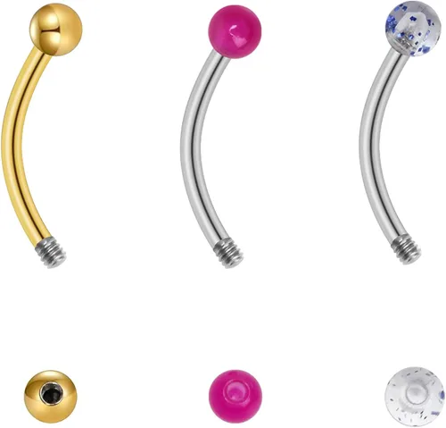Vista 3 de CrazyPiercing 20 anillos para cejas de acero quirúrgico de 056oz con forma de piercing de 0394in de longitud