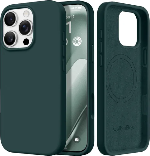 Vista 35 de GolbinBox - Funda magnética para iPhone 17, funda de silicona, color verde Compatible con MagSafe, protector de pantalla + protector de lente