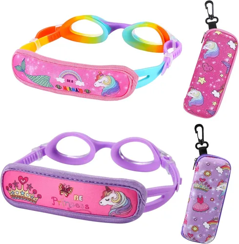 Vista 32 de Gafas de natación para niños de 2 a 6 años, gafas para niños sin jalar el cabello, gafas para niños con banda para la cabeza acolchada