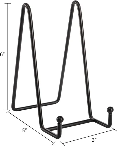 Vista 4 de Hedume Paquete de 8 soportes de exhibición de hierro, soporte de metal negro de 6 pulgadas, soporte para fotos de caballete de metal negro, soporte