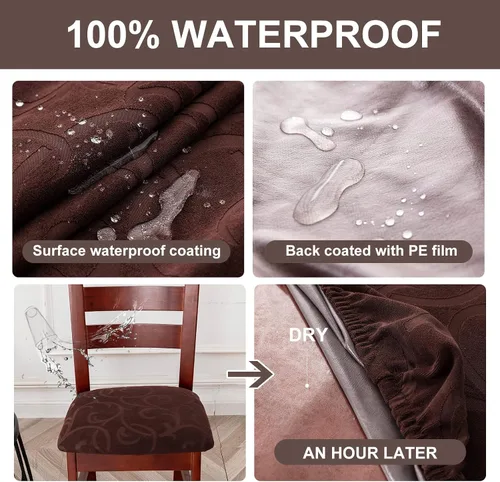 Vista 3 de Genina Fundas de asiento impermeables para sillas de comedor, fundas elásticas para sillas de comedor, fundas protectoras para sillas de cocina