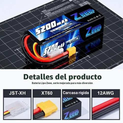 Vista 3 de Zeee 3S Lipo Batería 5200mAh 11.1V 80C con conector XT60 (paquete de 2)