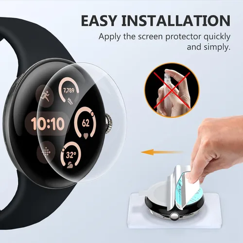 Vista 4 de EGV 6 unidades para Google Pixel Watch 45mm Protector de pantalla, Protector de pantalla para Pixel Watch 4/3 [Película flexible mejorada]
