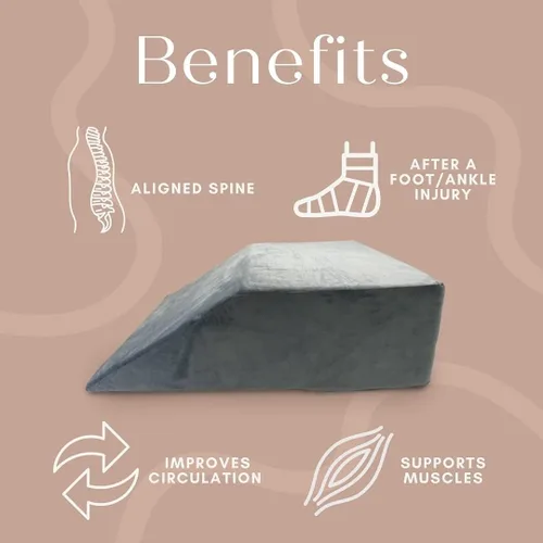 Vista 2 de Almohada de elevación de piernas con espuma viscoelástica y funda extraíble de terciopelo lavable para dormir, ciática, dolor de espalda, cirugía