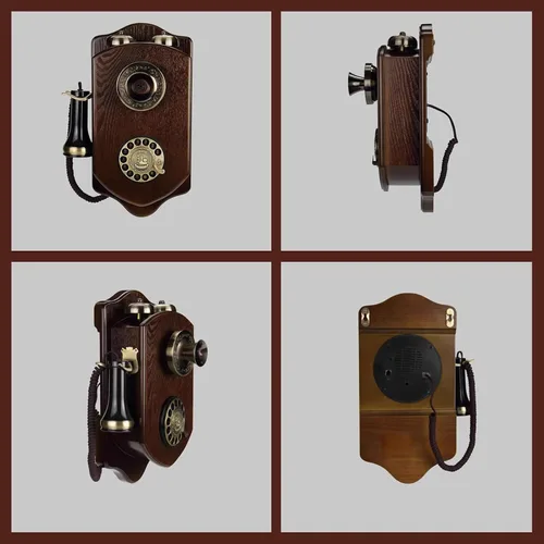 Vista 7 de Teléfonos retro de pared para teléfono fijo, teléfono vintage montado en la pared, teléfono de montaje en pared giratorio, teléfono antiguo clásico