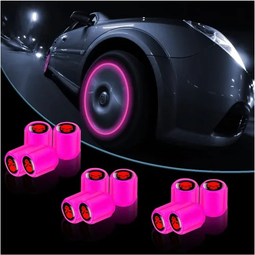 Vista 15 de 12 tapones fluorescentes para válvulas de neumáticos, resistentes a la corrosión, para automóvil, con forma de calavera iluminada luminosa que