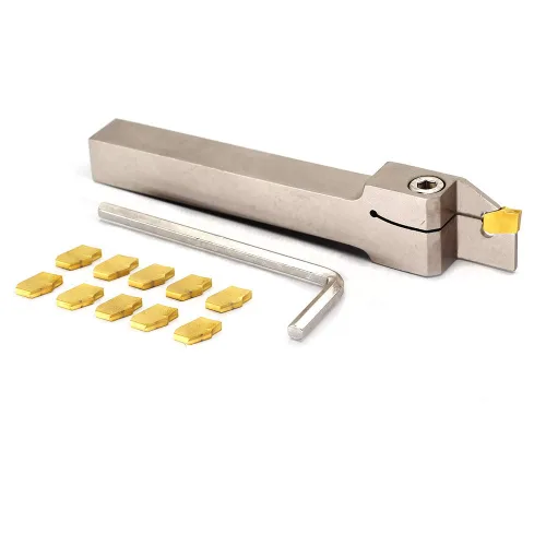 Vista 5 de OSCARBIDE Soporte para herramientas de corte de ranurado y separación de torno de 1/2" con 10 insertos Diestro 10 piezas de insertos de carburo