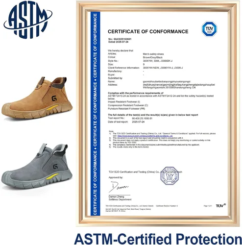 Vista 8 de GLANOUDUN - Botas de trabajo de soldadura para hombre, con punta de acero, antideslizantes, zapatos de trabajo indestructibles para hombre, zapatos