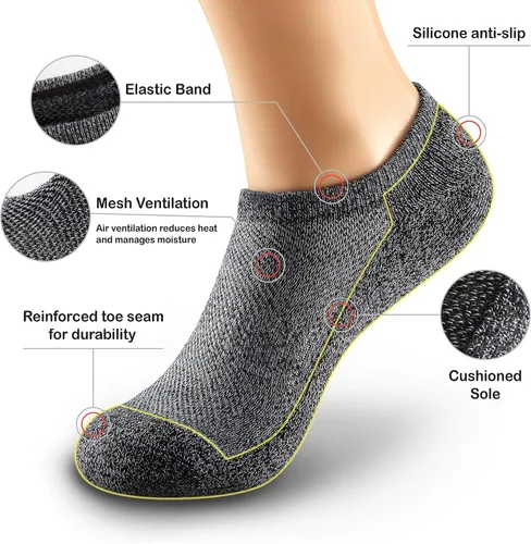 Vista 3 de MONFOOT 5 pares de calcetines antideslizantes acolchados para mujer y hombre, paquete múltiple