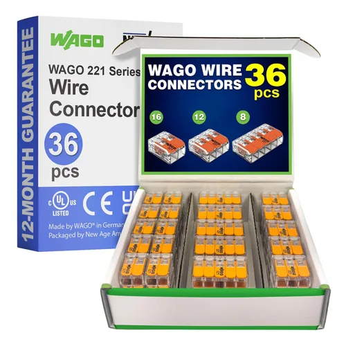 Vista 14 de Conectores de empalme compactos de la serie WAGO 221 de 25 piezas Incluye (10x 221-412) (10x 221-413) (5x 221-415) Conectores de cable WAGO