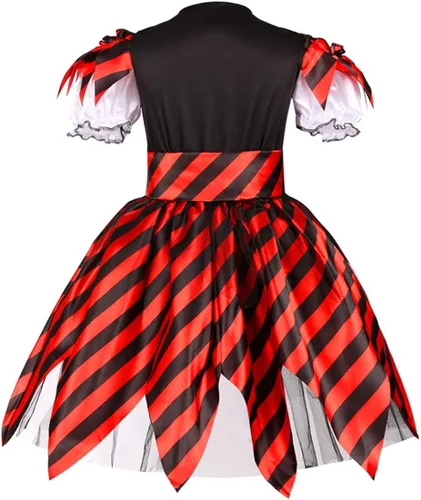 Vista 5 de RAAIBB Disfraz de pirata, disfraz de Halloween para niñas, disfraz de princesa bucanera con accesorios de lujo, regalos de cumpleaños