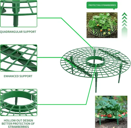 Vista 5 de SooGree Paquete de 5 soportes de fresa, soportes de fresa para jardín, jaula de plantas de frutas, bandeja de plástico para mantener las fresas