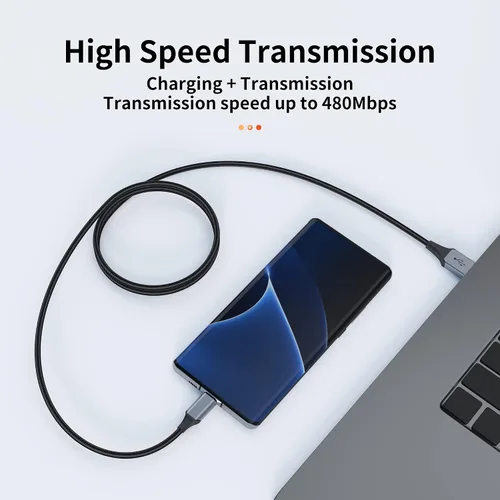 Vista 4 de Paquete de 3 cables USB-C (3 pies/6 pies/6 pies), cable de carga rápida USB A a USB-C, trenzado de nailon, compatible con 17/16/15 Pro Max, Galaxy