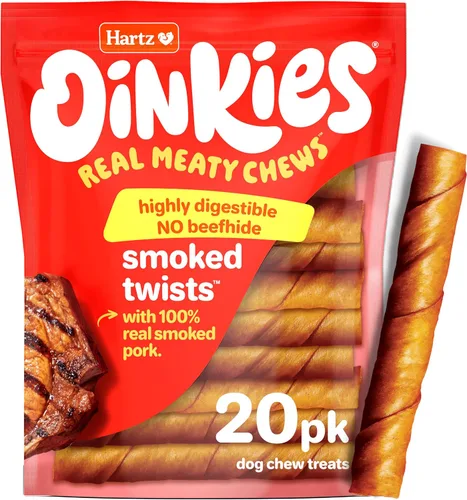 Vista 11 de Hartz Oinkies - Golosinas masticables naturales para perros, piel de cerdo ahumado, 9.2 onzas