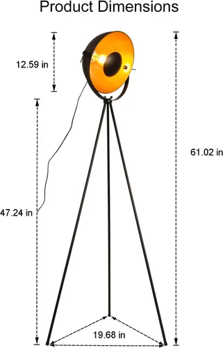 Vista 6 de COSYLUX Lámpara de pie con trípode industrial para sala de estar, moderna lámpara de pie alta satélite para dormitorios, oro negro (sin bombillas)