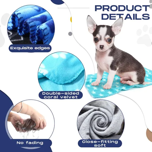 Vista 3 de Chumia 28 Piezas Manta para Cachorros al Por Mayor Manta Pequeña de Forro Polar para Mascotas para Cachorros Perros Gatitos Gatos Mascotas Suave