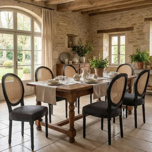 Vista 7 de Juego de 2 sillas de comedor estilo granja, sillas de comedor