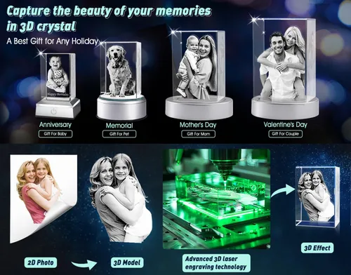 Vista 4 de Rdzding Foto de cristal, regalos personalizados para papá, padre, esposa, hombres, su madre, marido, gran regalo personalizado con tu propia foto