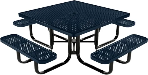 Vista 13 de COATEDOUTDOORFURNITURE Mesa de picnic cuadrada de 46 pulgadas, expandida, color negro