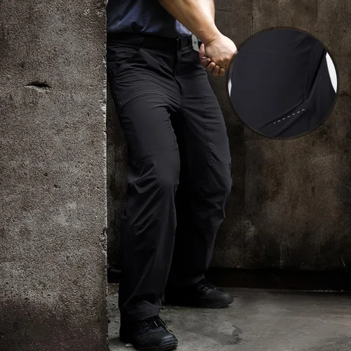 Vista 7 de FREE SOLDIER Pantalones de senderismo tipo cargo para hombre con cinturón, ligeros, impermeables, de secado rápido, tácticos, de nailon y elastano