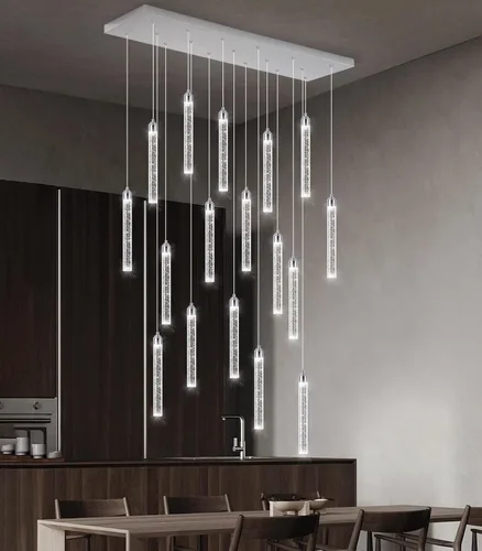 Vista 16 de Candelabros de cristal modernos de 1 luz LED regulable Iluminación colgante para isla de cocina, comedor, pasillo