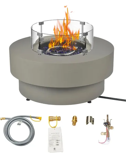 Vista 10 de Fogata de propano para exteriores de 32 pulgadas con cubierta de tanque de 20 libras, fogatas de propano de 50,000 BTU para patio exterior con tapa