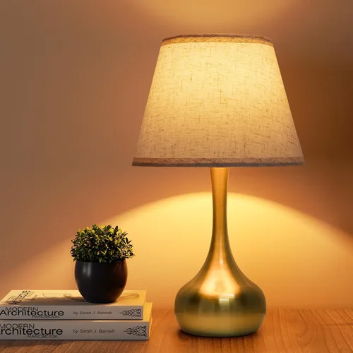 Vista 10 de ONEWISH - Juego de 2 lámparas de mesa de control táctil, de granja, regulables de 3 vías para mesita de noche con pantalla de tela, lámpara