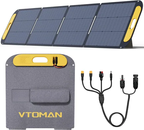 Vista 12 de VTOMAN VS200 Pro Panel solar portátil de 200 W 48 V, 23 % de eficiencia, panel solar plegable con impermeabilidad IP67 y adaptadores MC-4 Anderson