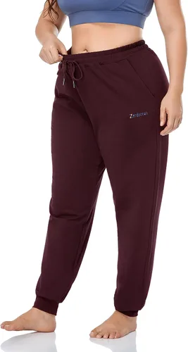 Vista 3 de ZERDOCEAN Pantalones deportivos de talla grande para mujer, pantalones deportivos ajustados para entrenamiento, yoga, descanso, con bolsillos