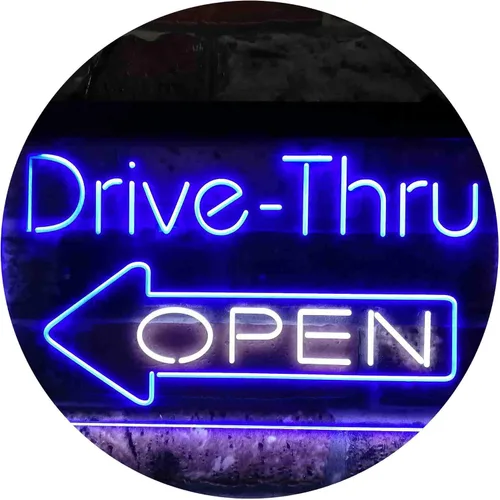 Vista 18 de ADVPRO Drive Thru Open Flecha Izquierda Señal de neón LED de doble color, azul y rojo, 24 x 16 pulgadas st6s64-i3827-br