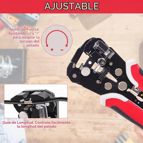 Vista 6 de Juego de herramientas para pelacables de 201 piezas, herramienta automática autoajustable de 8 pulgadas para AWG 10-24, pelacables automático 3