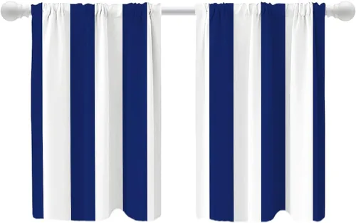 Vista 21 de Shrahala Cortinas republicanas de elefante americano para ventanas de cocina, paneles de cortina de ventana de poliéster multicapa con rayas rojas