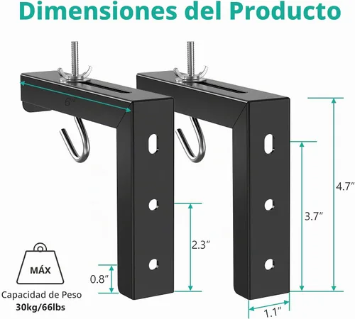 Vista 4 de WALI Soporte Universal para Pantalla de Proyector de Techo, Soporte de Montaje en Pared con Soportes en L, Extensión Ajustable de 6 Pulgadas con Kit