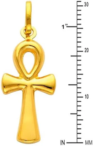 Vista 2 de Colgante de oro amarillo de 14 quilates con cruz de Ankh religiosa, 2 tamaños diferentes disponibles