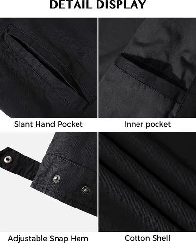 Vista 6 de WenVen Chaqueta militar informal ligera de lona para hombre