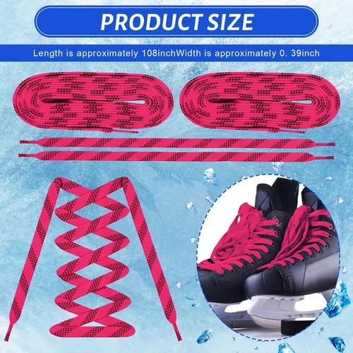 Vista 3 de Yingzhao 4 pares de cordones encerados de hockey para patinaje de hockey de 108 pulgadas, correa de encaje ancha para patinaje sobre hielo