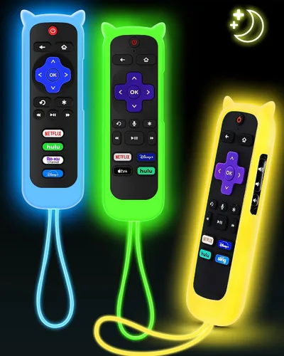 Vista 12 de 3Pcs Remote Cover for Roku with Cat Ears Design, Silicone Skin Case Compatible with Hisense/TCL Roku TV, Steaming Stick/Express, Universal