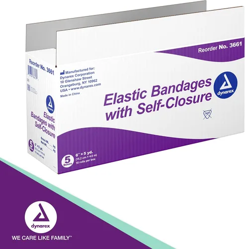 Vista 7 de Dynarex Elastic Bandages with Self-Closure, Outstanding Compression & Stretch, Latex-Free Elastic Bandages with Secure Closure, 6" x 5 yds., 1 Case