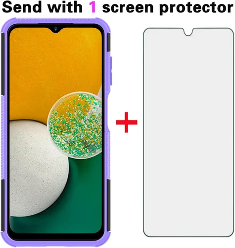 Vista 5 de Asuwish Funda de teléfono para Samsung Galaxy A13 4G con protector de pantalla de vidrio templado y soporte delgado, funda protectora híbrida
