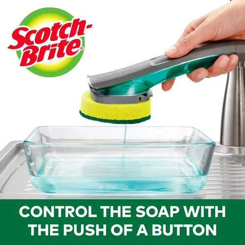 Vista 7 de Scotch-Brite avanzado - Mango de control de jabón con cepillo, fácil de usar, antimicrobiano, duradero y reutilizable; y mango de control de jabón