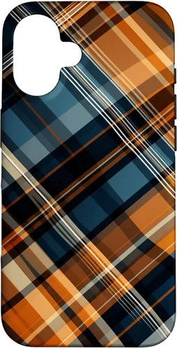 Vista 32 de Navy Black and Orange Plaid Halloween Fall Autumn Pumpkins Case for iPhone 17